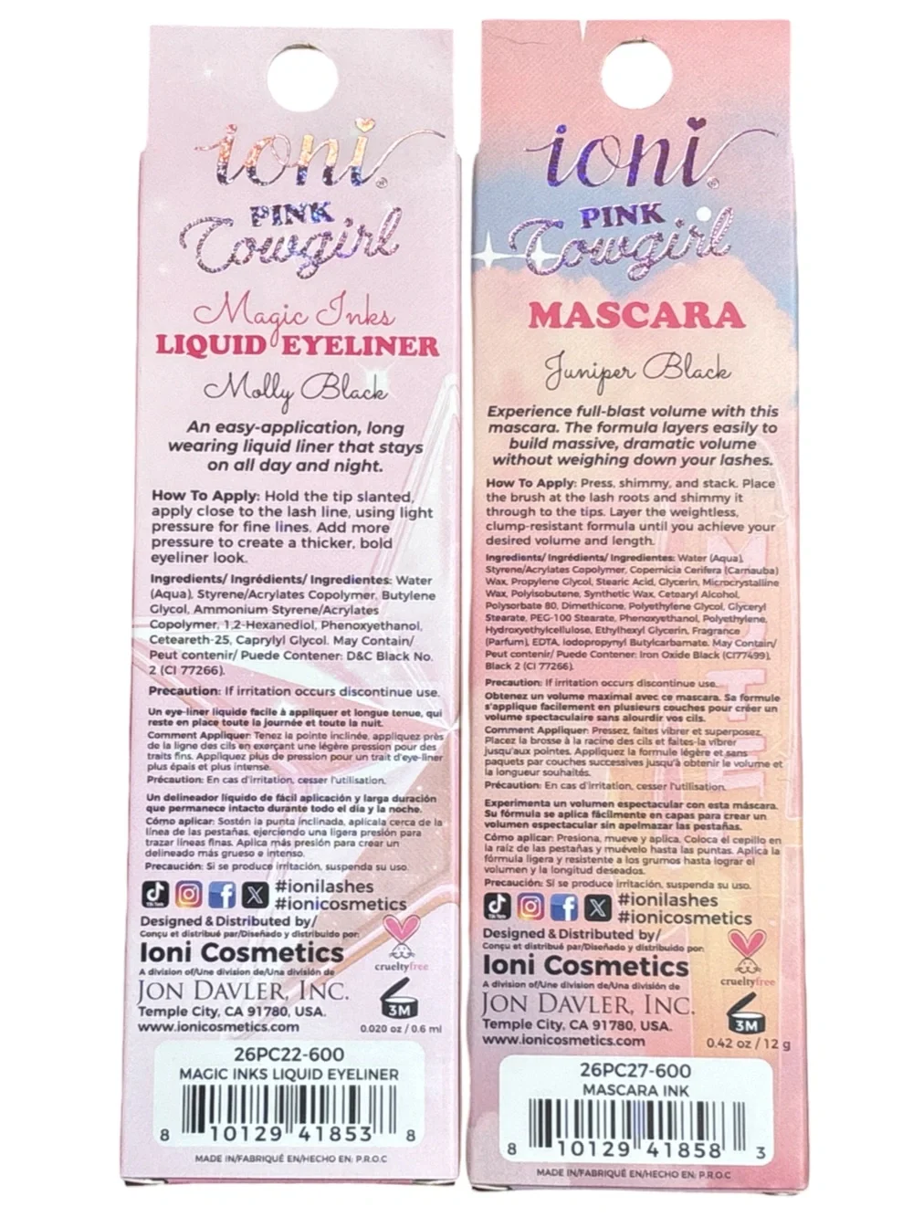 Ioni Magic Inks Liquid Eyeliner & Volumizing Mascara Set Black Vegan NEW